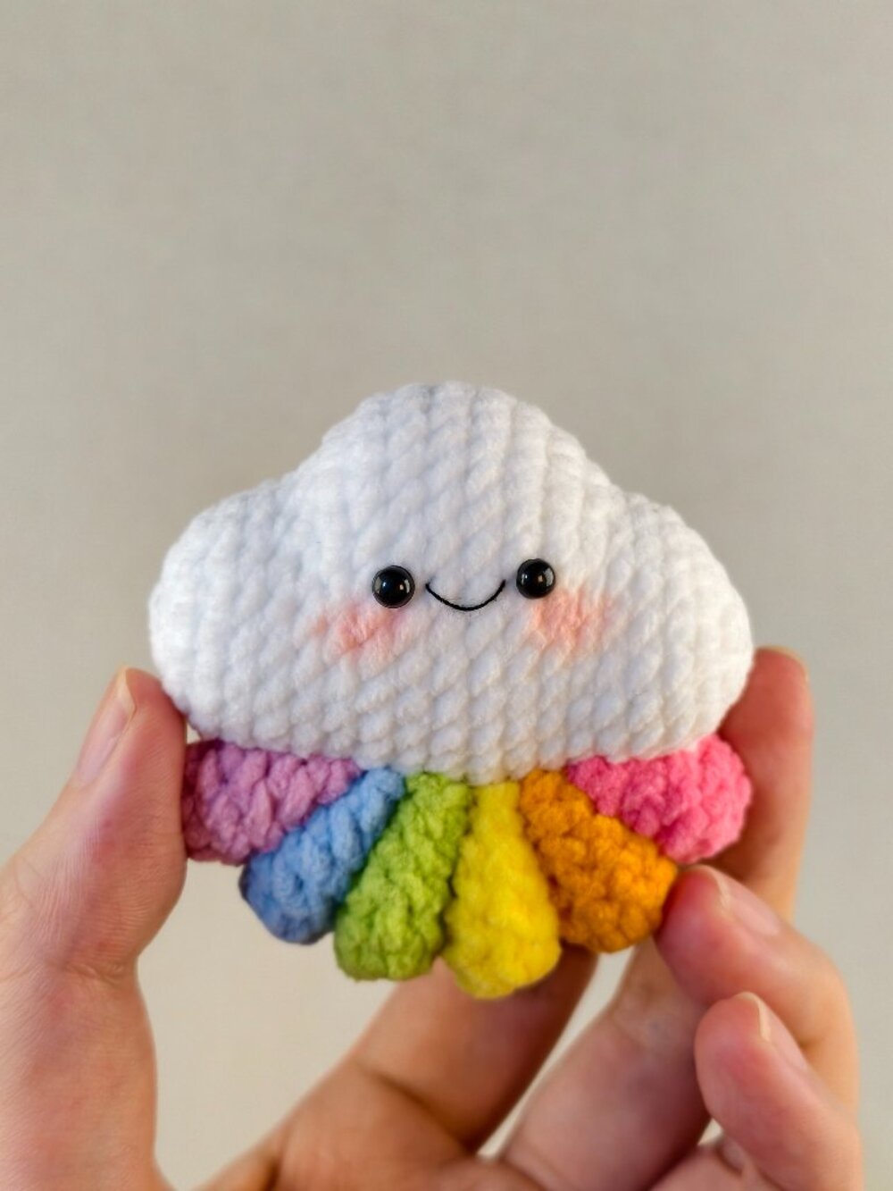 Handmade Amigurumi Crochet Smiling Face Cloud Plushie